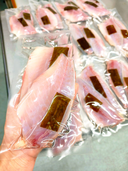 ◉朝獲れアジの昆布酢じめ　半身2枚入り3pcセット　中大サイズ　鮮度を感じるお刺身感覚の浅酢〆のアジです