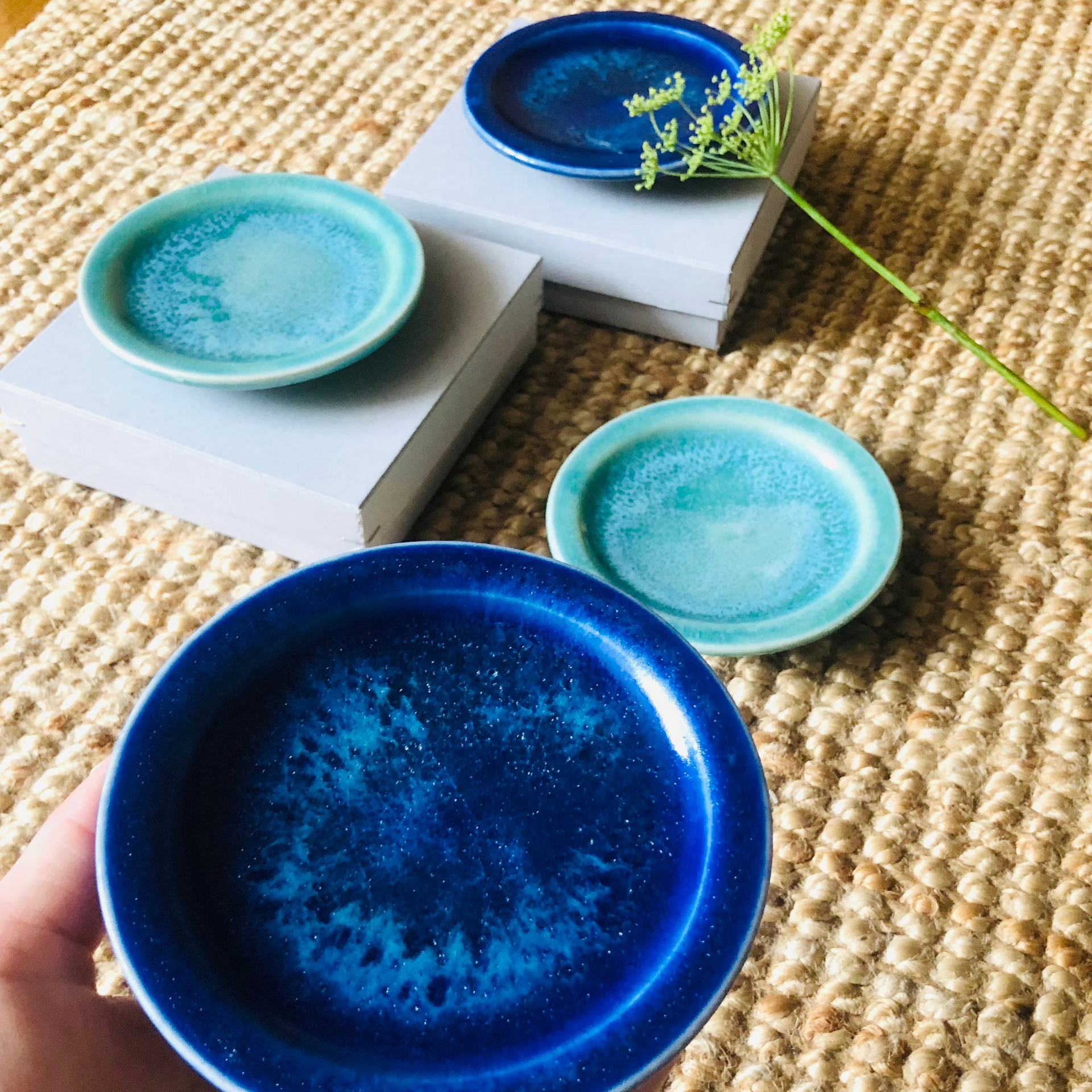 海色のうつわ 豆皿1枚：富山県朝日町の海の色をイメージしたうつわです